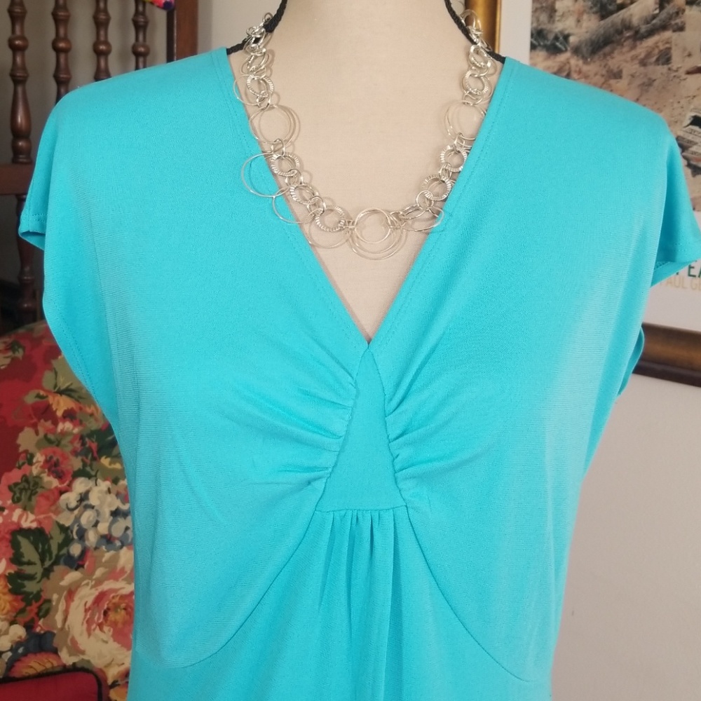 Casual Living blue V neck dress. Size M - Picture 2 of 12